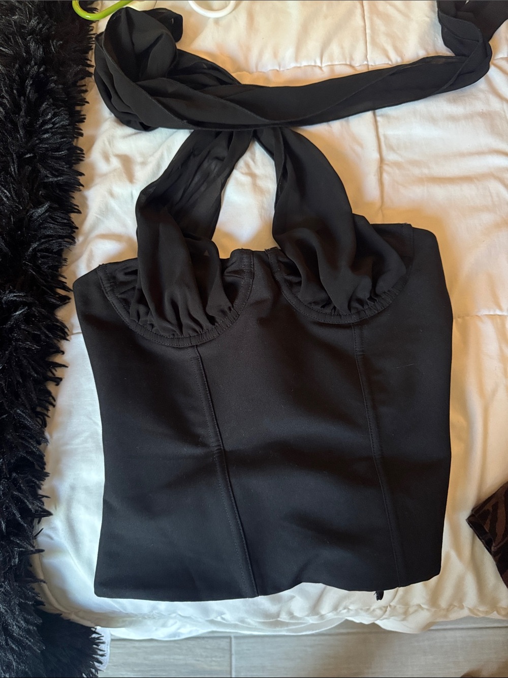 White fox Black Halter Bustier Top